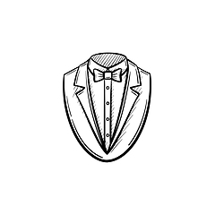 Image showing Smoking suit hand drawn sketch icon.