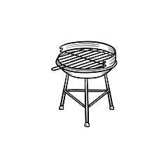 Image showing Charcoal grill hand drawn sketch icon.