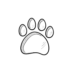 Image showing Paw print hand drawn sketch icon.