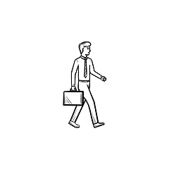 Image showing Employer with briefcase hand drawn sketch icon.