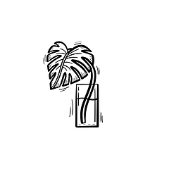 Image showing Palm sprout in a glass hand drawn sketch icon.