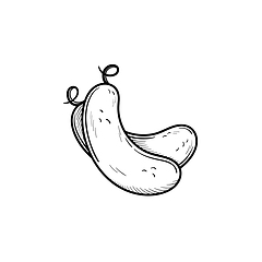Image showing Cucumber hand drawn sketch icon.