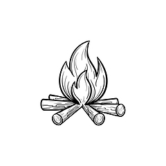 Image showing Campfire hand drawn sketch icon.