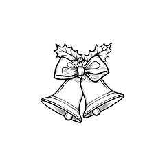 Image showing Christmas bells hand drawn outline doodle icon.