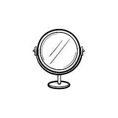 Image showing Round makeup mirror hand drawn sketch icon.