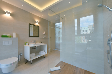 Image showing minimalistic bathrom in modern hotel