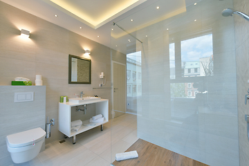 Image showing minimalistic bathrom in modern hotel