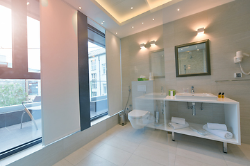 Image showing minimalistic bathrom in modern hotel