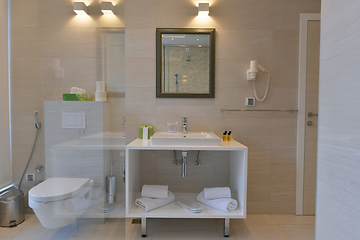 Image showing minimalistic bathrom in modern hotel