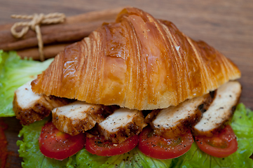 Image showing savory croissant brioche bread with chicken breast 