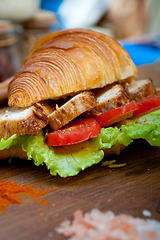 Image showing savory croissant brioche bread with chicken breast 