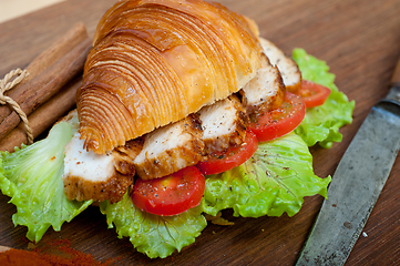 Image showing savory croissant brioche bread with chicken breast 