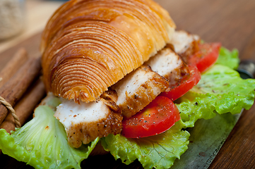 Image showing savory croissant brioche bread with chicken breast 