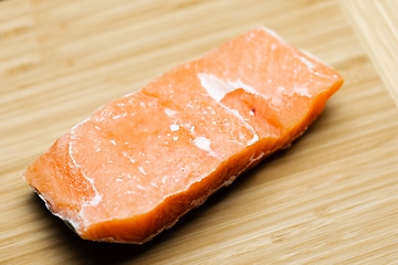 Image showing Slice of salmon closeup photo