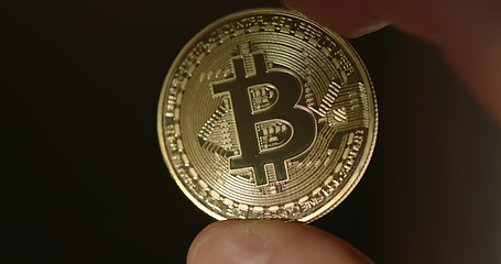 Image showing Physical bitcoin closeup photo