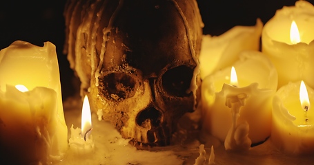 Image showing Candles on table closeup photo