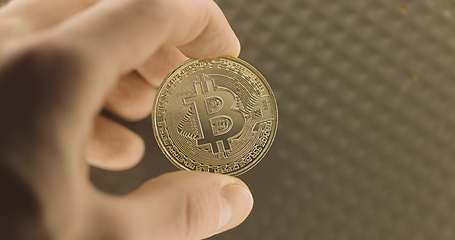 Image showing Physical bitcoin closeup photo
