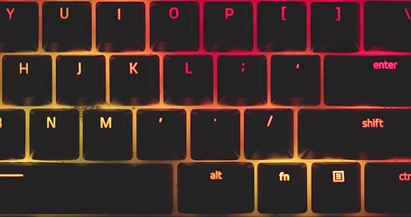 Image showing illuminated mechanical keyboard closeup photo