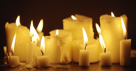 Image showing Candles on table closeup photo