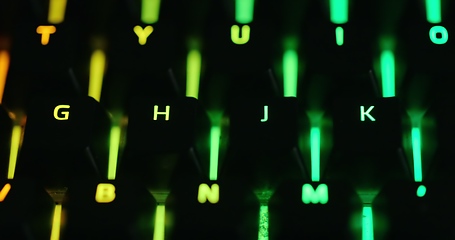 Image showing illuminated mechanical keyboard closeup photo