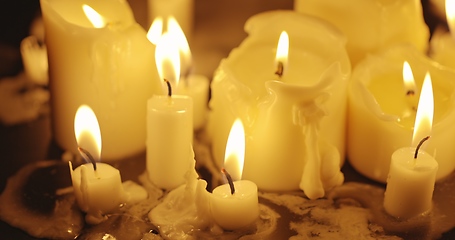 Image showing Candles on table closeup photo