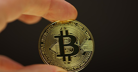 Image showing Physical bitcoin closeup photo