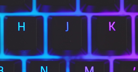 Image showing illuminated mechanical keyboard closeup photo