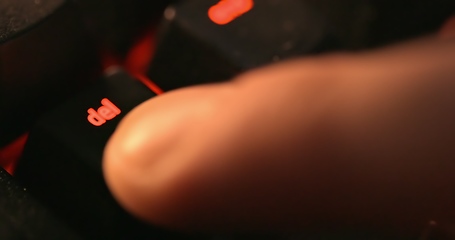 Image showing illuminated mechanical keyboard closeup photo