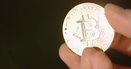 Image showing Physical bitcoin closeup photo