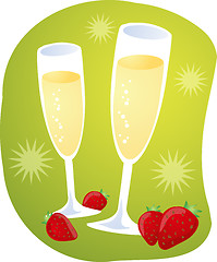 Image showing Champagne and strawberries illustration