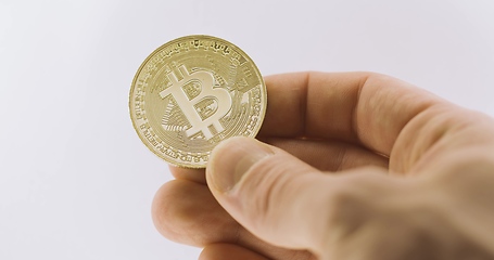 Image showing Physical bitcoin closeup photo