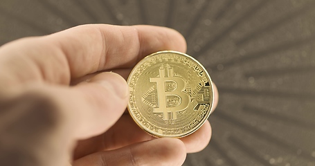 Image showing Physical bitcoin closeup photo