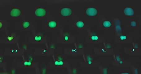 Image showing illuminated mechanical keyboard closeup photo