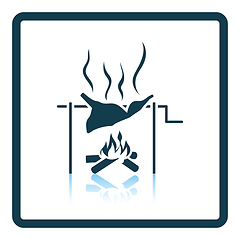 Image showing Roasting meat on fire icon