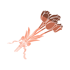 Image showing Tulips bouquet icon with tied bow