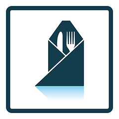 Image showing Fork and knife wrapped napkin icon