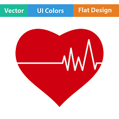 Image showing Flat design icon of Heart with cardio diagram