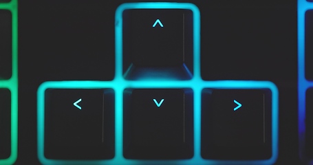 Image showing illuminated mechanical keyboard closeup photo