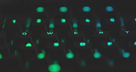 Image showing illuminated mechanical keyboard closeup photo