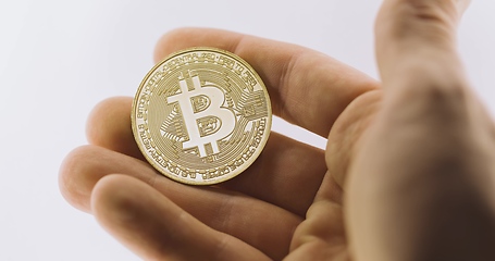 Image showing Physical bitcoin closeup photo