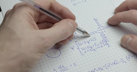 Image showing Writing math exercise closeup photo