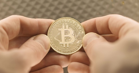 Image showing Physical bitcoin closeup photo