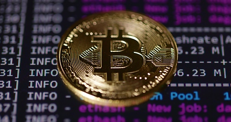 Image showing Physical bitcoin closeup photo