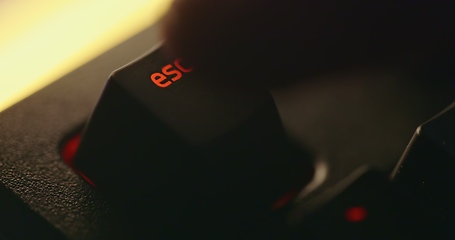 Image showing illuminated mechanical keyboard closeup photo