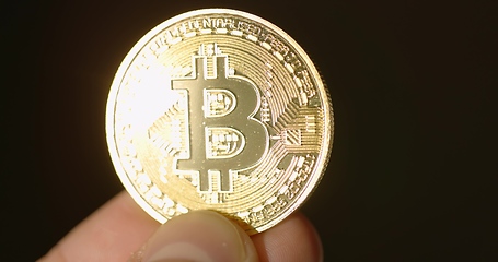 Image showing Physical bitcoin closeup photo