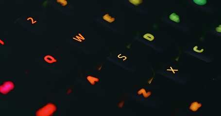 Image showing illuminated mechanical keyboard closeup photo