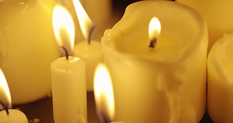 Image showing Candles on table closeup photo