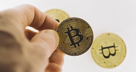 Image showing Physical bitcoin closeup photo