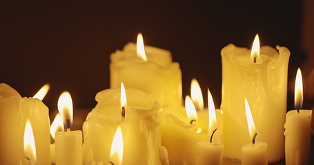 Image showing Candles on table closeup photo