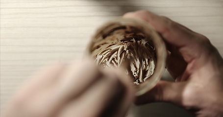 Image showing No more Chocolate cream in the jar